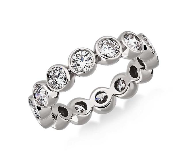 2.00CT LADIES ROUND CUT BEZEL-SET DIAMOND ETERNITY RING 14K WHITE GOLD