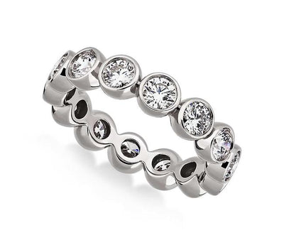 2.00CT LADIES ROUND CUT BEZEL-SET DIAMOND ETERNITY RING 14K WHITE GOLD
