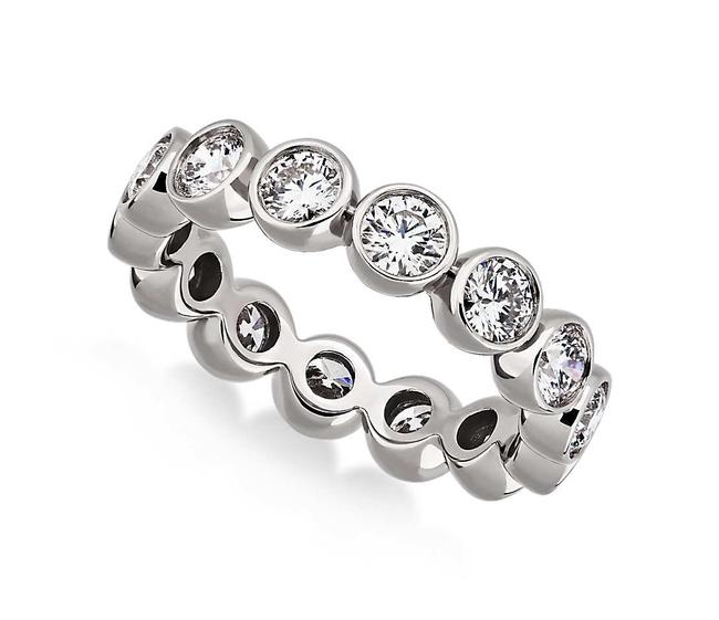 2.00CT LADIES ROUND CUT BEZEL-SET DIAMOND ETERNITY RING 14K WHITE GOLD