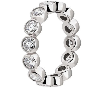 2.00CT LADIES ROUND CUT BEZEL-SET DIAMOND ETERNITY RING 14K WHITE GOLD
