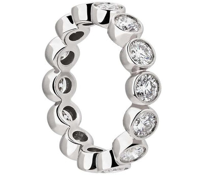 2.00CT LADIES ROUND CUT BEZEL-SET DIAMOND ETERNITY RING 14K WHITE GOLD