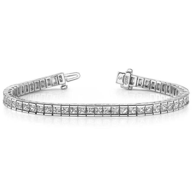 6.00CT LADIES PRINCESS CUT CHANNEL TENNIS BRACELET IN 14K WHITE GOLD