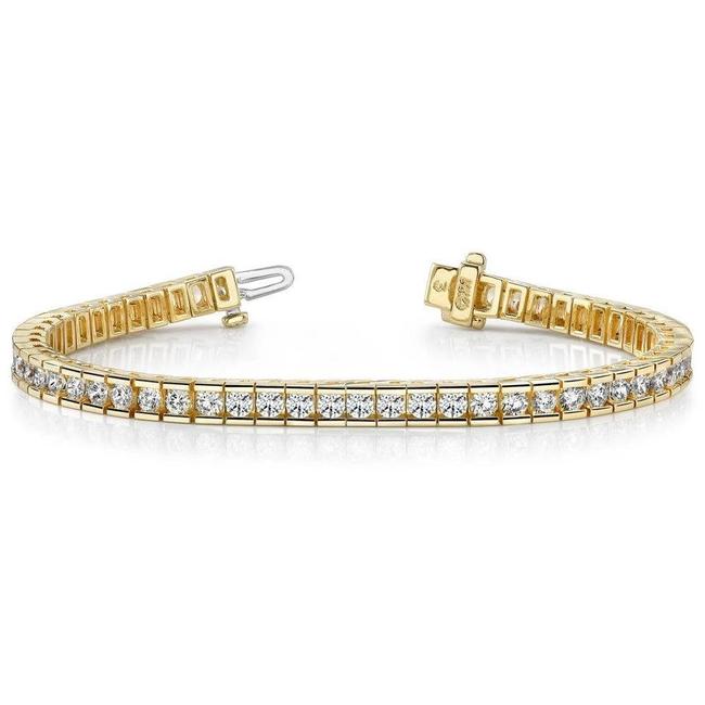 6.00CT LADIES ROUND CUT CHANNEL TENNIS BRACELET IN 14K YELLOW GOLD