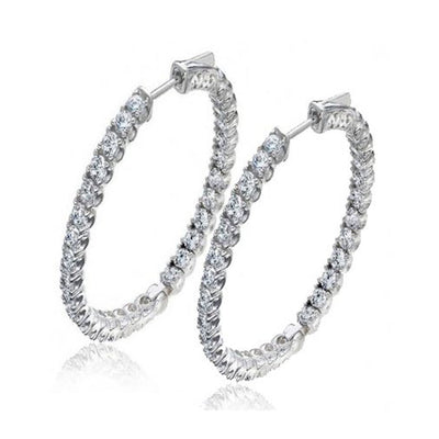 2.50 ct Ladies Round Cut Diamond Hoop Huggie Earrings