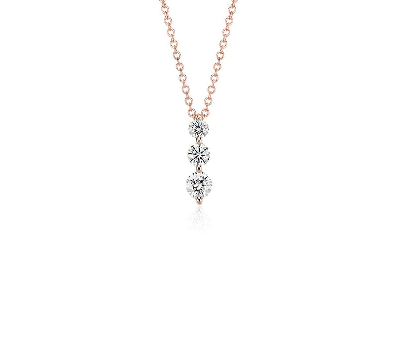 0.50ct Three-Stone Drop Diamond Pendant Rose Gold