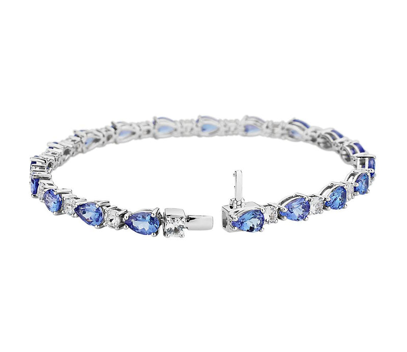 Tanzanite and White Sapphire Bracelet in 14k White Gold
