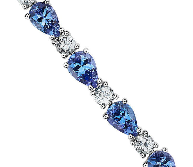 Tanzanite and White Sapphire Bracelet in 14k White Gold