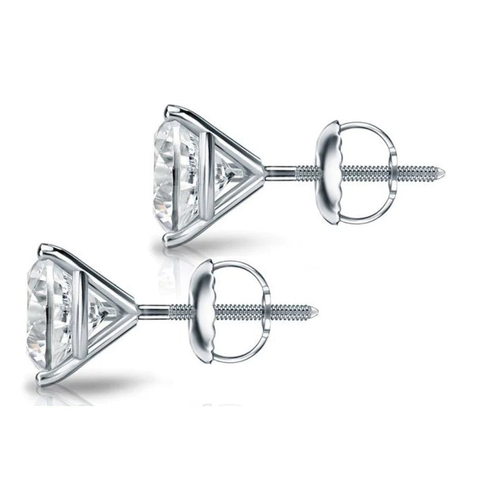 0.50ct 3-Prong Round Cut Diamond Stud Earrings