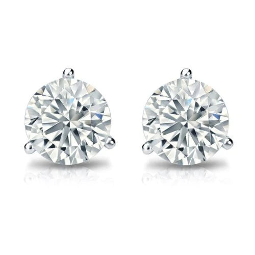 0.30ct 3-Prong Round Cut Diamond Stud Earrings