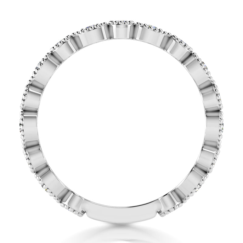 0.32 ct Round Cut Diamond Wedding Band Ring in 14 kt White Gold