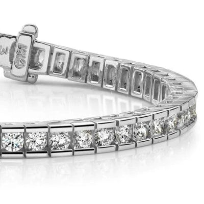 4.00CT LADIES ROUND CUT CHANNEL TENNIS BRACELET IN 14K WHITE GOLD