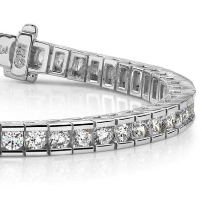 5.00CT LADIES ROUND CUT CHANNEL TENNIS BRACELET IN 14K WHITE GOLD