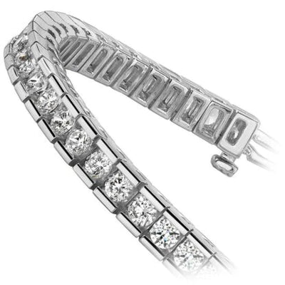 4.00CT LADIES ROUND CUT CHANNEL TENNIS BRACELET IN 14K WHITE GOLD