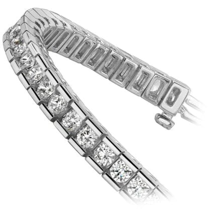 4.00CT LADIES ROUND CUT CHANNEL TENNIS BRACELET IN 14K WHITE GOLD