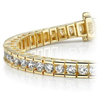 4.00CT LADIES ROUND CUT CHANNEL TENNIS BRACELET IN 14K YELLOW GOLD