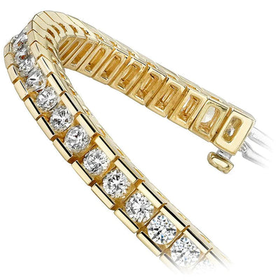 3.00CT LADIES ROUND CUT CHANNEL TENNIS BRACELET IN 14K YELLOW GOLD