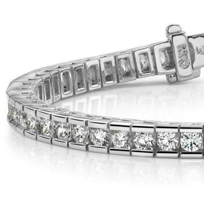 4.00CT LADIES ROUND CUT CHANNEL TENNIS BRACELET IN 14K WHITE GOLD