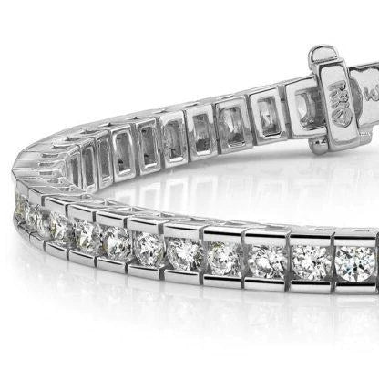 4.00CT LADIES ROUND CUT CHANNEL TENNIS BRACELET IN 14K WHITE GOLD