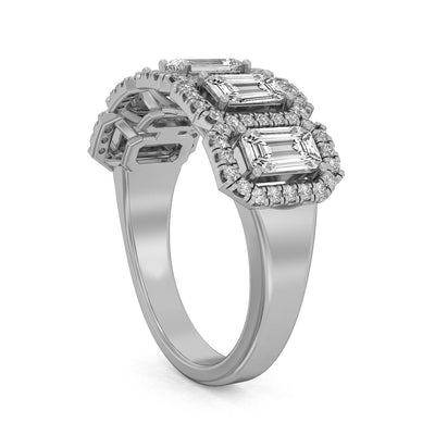 3.25ct Ladies Emerald & Round Cut Diamond Fashion Ring