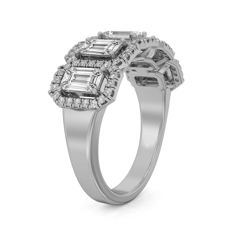 3.25ct Ladies Emerald & Round Cut Diamond Fashion Ring