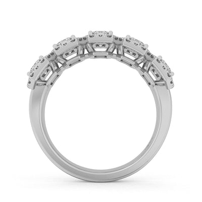 3.25ct Ladies Emerald & Round Cut Diamond Fashion Ring