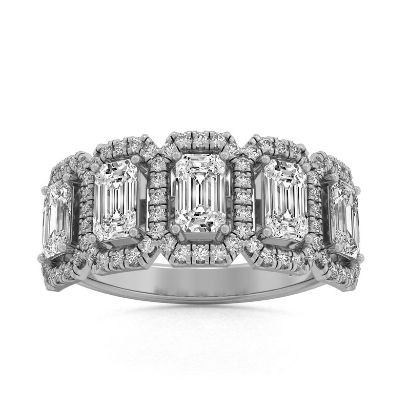 3.25ct Ladies Emerald & Round Cut Diamond Fashion Ring